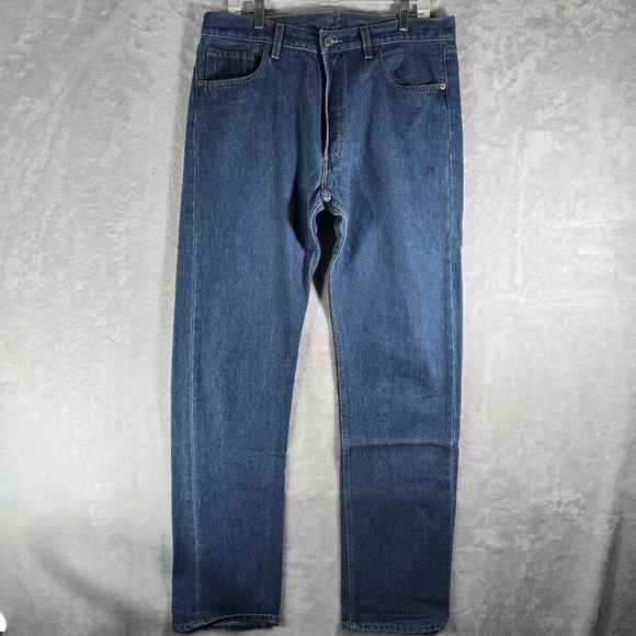 Levis 501 Vtg Fuzzy Jeans Men Size 36x38 ACT 35x36 Button Fly Blue Denim USA 90s